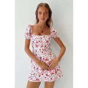 Princess Polly Havena Pink Floral Mini Dress Tie Back Size 6